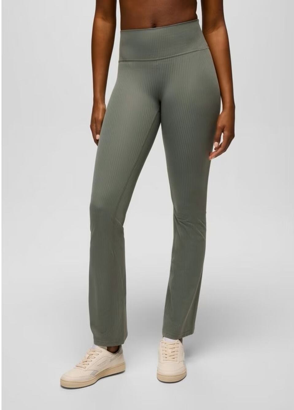 prAna Luxara Rib Bootcut Pants Women's Thyme Green High Rise Wicking Size L